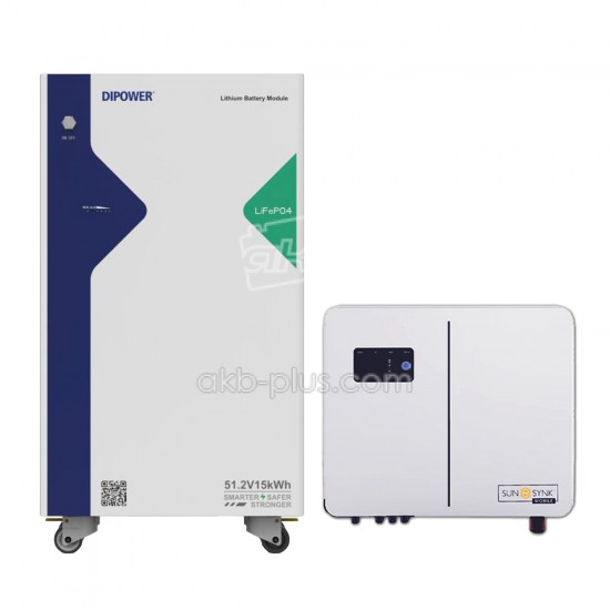 Комплект резервного питания SUNSYNK Lynks 8кВт / Dipower LiFePO4 51,2В 15,36кВт - купить